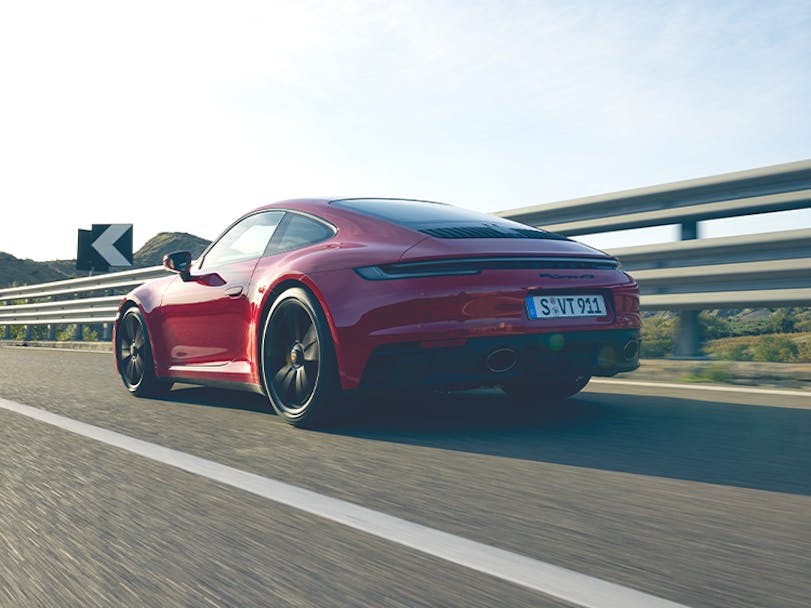 Porsche 911 Carrera GTS in Carmine Red rear view