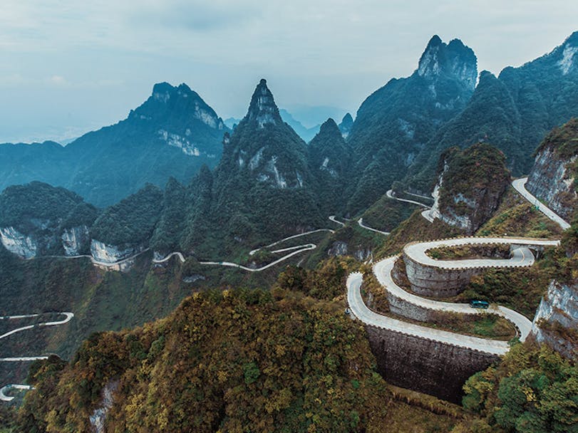 Hairpin bends on Tianmen Mountain