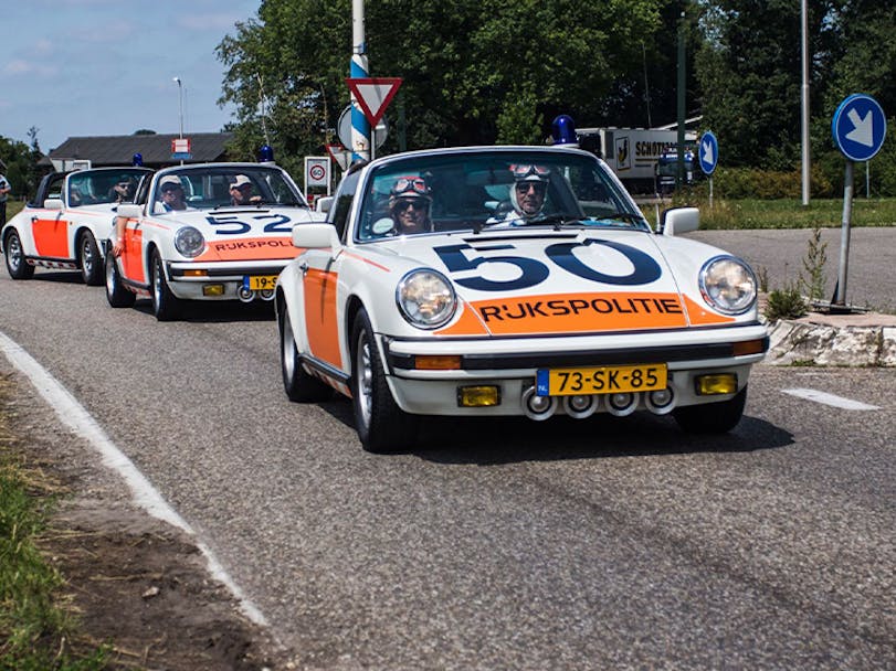 Four Porsche 911 police cars in use by the Dutch police force